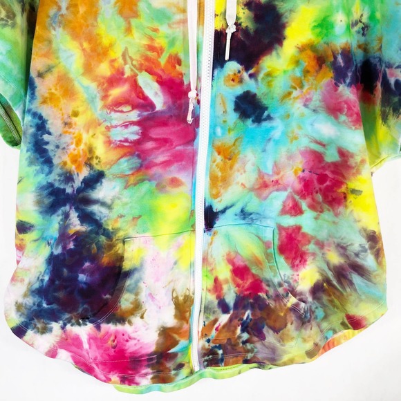 Victoria Secret Sport Small Jacket Handmade‎ Tie Dye Watercolor Wonder Hood 1517 - Picture 4 of 12